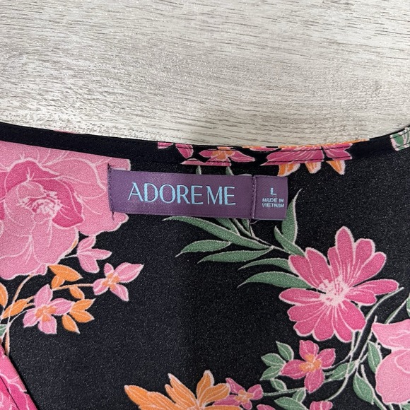Adore Me Wrap Dress L Maxi Floral Short Sleeve - Picture 8 of 10